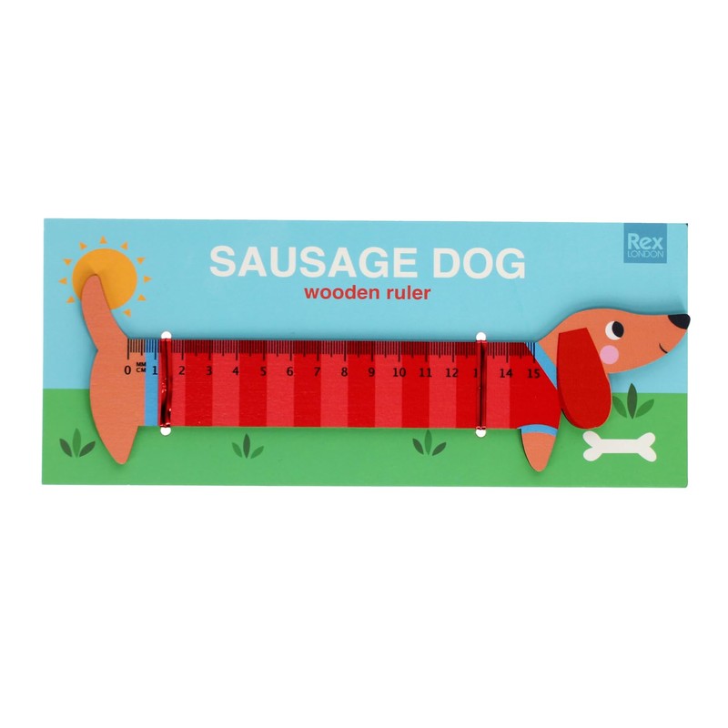 Rex London Wooden Ruler Mini Dachshund Design 15 cm