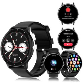 2one Reloj Inteligente, 1.28'' Smartwatch 230 mAh con Llamadas Bluetooth, Pulsómetro, Oxígeno en Sangre, 120+ Modos Deportivos, IP68 Impermeable para Android iOS (Negro)