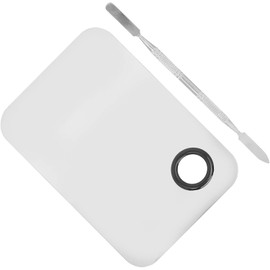 ZJchao Paleta de Mezcla de Maquillaje de Acero Inoxidable, Bandeja Mezcladora de Cosméticos con Superficie de Espejo, Espátula para Mezclar Base Líquida y Color de Labios, Viaje