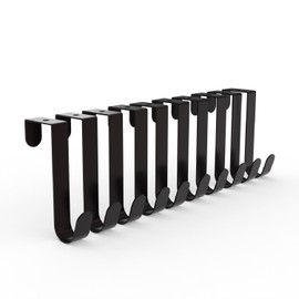 10pcs Over The Door Hooks - Sturdy & Stylish Organizer for 40lbs - Ideal for Bedroom Essentials, Towels & Clothes Hanger, Wreath Door Hanger - Black