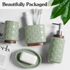 RQYIXI Elegant Bathroom Accessories Set 4 PCS Ceramic and Wood