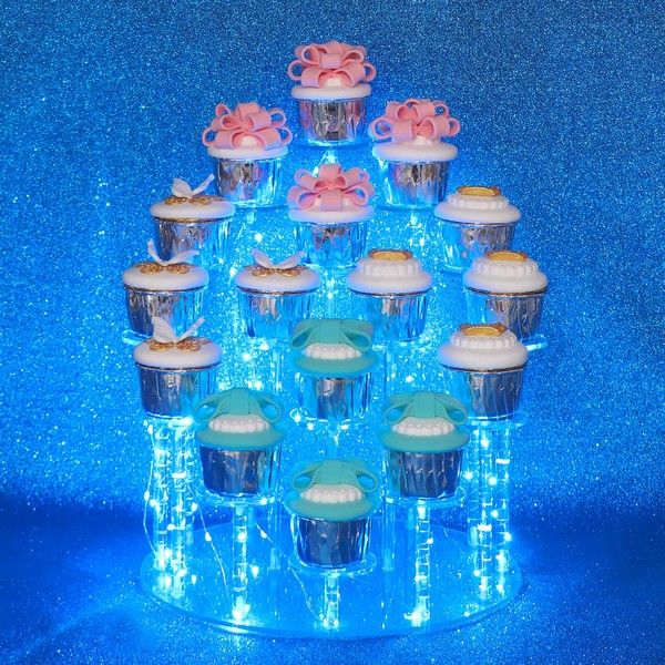 DIWNELEM 16 Tier Cupcake Stand Acrylic Display Riser Cupcake Holder