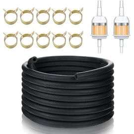 Pangda 20 ft x 1/4 Inch Fuel Line Set, 6 Meter/ 20 Feet Fuel Line with 2 Pcs Filters and 10 Pcs Hose Clamps for Small Engine