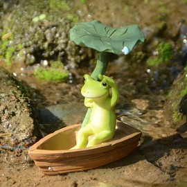 Gemmia Miniature Fairy Garden Frog Figurine- Studying Frog W/mushroom