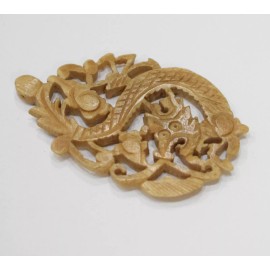 Beads Chinese Bone Tea Dyed Dragon Pendant 52mm