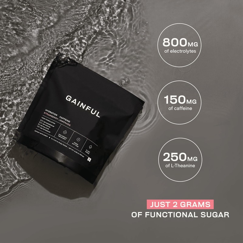 Gainful Hydration + Caffeine Powder Packets with Key Electrolytes Magnesium