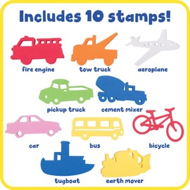 READY 2 LEARN Giant Stampers - Transportation Vehicles - Set 1 - Set of 10 - Easy to Hold Foam Stamps for Kids - Art and Craft Stamps for Displays, Posters, Signs and DIY Projects