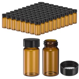 PATIKIL 20ml Amber Glass Vials, 100 Pack Sample Vials with Screw Cap Reagent Media Bottle Leak-Proof Liquid Sample Glass Vial for Lab Laboratory Storage