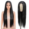Style Icon 32-Inch Long Straight Wig Mid-Part Lace Front Silky