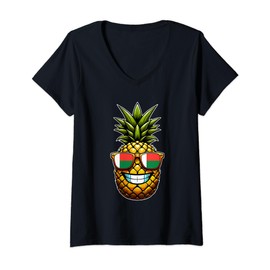 Womens Travel Must Have Madagascar Souvenirs Holiday Funny Pineapple V-Neck T-Shirt
