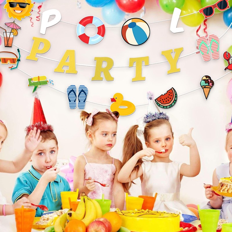 Summer Pool Party Banner, Beach Party Decorations