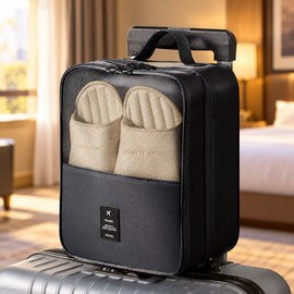 Travel Shoe Organizer Bag for Packing Up to 3 Pairs – Water-Resistant Polyester Storage for Carry-On Luggage