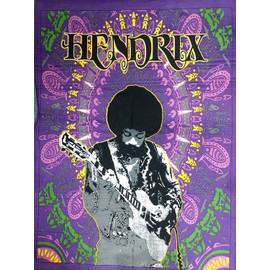 ICC Jimi Hendrix Guitar Poster Wall Hanging Tapestries Jimmie Hendrix Classic Rock legend Music Tapestry Jimmy Bohemian Decoration Psychedelic Hippie Large Vintage Decor Purple
