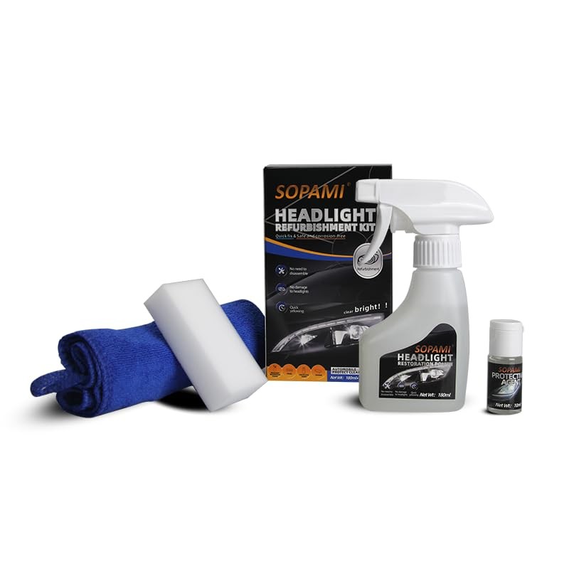 SOPAMI Automotive Headlight Restoration Kit Oxidized and Yellowed Automotive Headlamps
