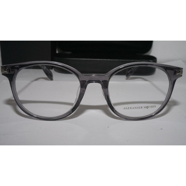 Alexander McQueen RX Eyeglasses New Grey Ruthenium Transp AM0093OA 002 50 20 145