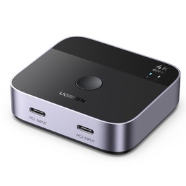 UGREEN UGREEN USB C Switch 2 in 1 HDMI Out 4K@60Hz, Aluminum USB C Switcher 2 Computers Supports HDR HDCP2.2 Compatible with Laptops, Tablets, Smartphones, MacBook Air/Pro, iMac All-in-One Desktop Computer