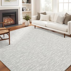 8x10 Area Rugs for Living Room, Modern Contemporary Machine Washable Non-Slip Bedroom Rug, Ultra-Thin Soft Large Area Rug Carpet for Dining Room, Light Grey