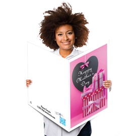 VictoryStore Jumbo Greeting Cards: Giant Mother’s Day card (Pink Presents Design) 2 feet x 3 feet Card with Envelope