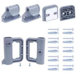 Stcockis Baby Gate Replacement Parts for Reinforced Retractable Dog Gate Full Set Wall Mounting Kits Hardware with Brackets, Hooks, Latches, Screws for Retractable Baby Gates Stair Gate, Grey