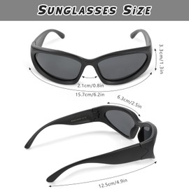 BTHRORO Pack of 2 Polarised Sunglasses Women's Fashion Wraparound Y2k Glasses Vintage UV400 Protection Cycling Glasses Futuristic Sports Glasses Lightweight for Men Running Cycling Fishing