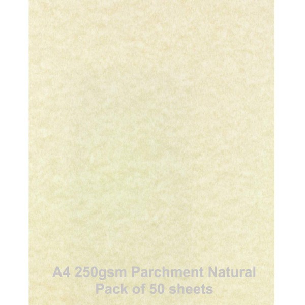 A4 250gsm Parchment Paper Natural, Pack of 50 Sheets by