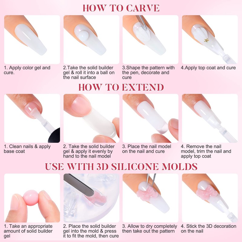 AIMEILI Solid Builder Gel for Gel Nails Set Solid Nail