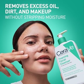 Limpiador facial de espuma CeraVe para el lavado diario de la cara, CeraVe Foaming Facial Cleanser | 16 Ounce | Daily Face Wash for Normal to Oily Ski