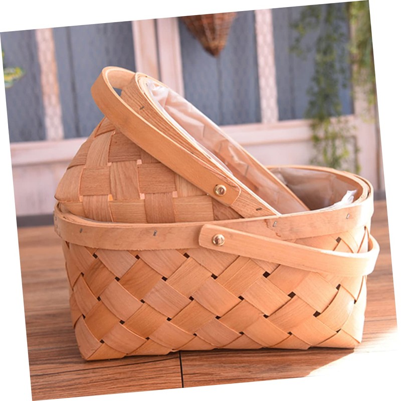 Ciieeo 1 PC Portable Handmade Bamboo Woven Flower Basket with