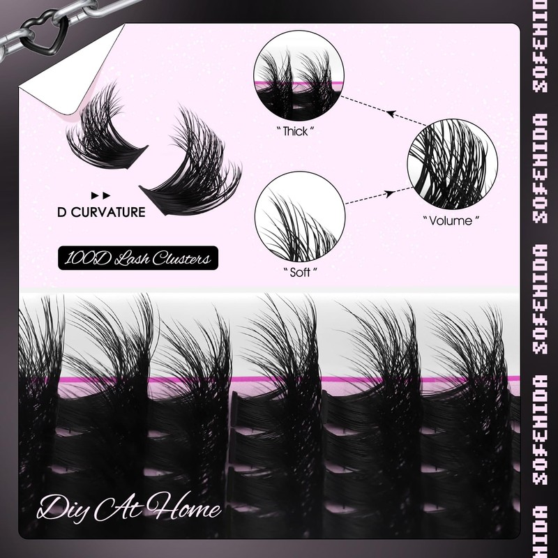 SOFENIDA Lash Clusters Kit 100D Thick Cluster Lashes 10-18mm Volume