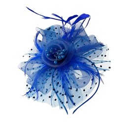 ZMD Fascinators Hat for Women Girls, Tea Party Mesh Flower Feather Kentucky Derby Hats with Headband and Clip Flower Mesh Ribbons Feathers Veil for Women Cocktail Party Tea Wedding (Navy Blue)