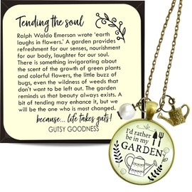 Gutsy Goodness Gardening Necklace I'd Rather Be in My Garden Plant Lady Quote Gift Jewelry 24"