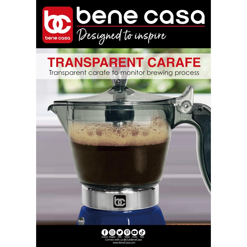 Bene Casa Blue Portable Electric Espresso Maker/Cafetera, 1-3 Cups/Shots (1,