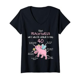 Womens 40th Birthday A Magnificent Female Pig Funny Saying Women V-Neck T-Shirt