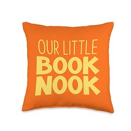 Our Little Book Nook Kids Reading Corner Orange Yellow Throw Pillow