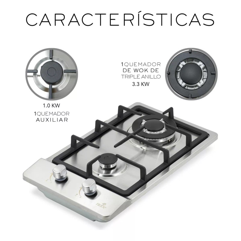 Nube Parrilla De Acero Inoxidable 2 Quemadores Color Plata Nube