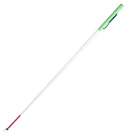 Aluminum Telescopic Blind Cane with Rolling Tip 28cm-150cm (11 inch-59 inch) ，with 2 Tips (Green Handle)