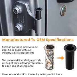 Door Bushing Removal Tool Hinge Liners For Jeep Wrangler JK JKU JL JLU Sports Sahara Freedom Rubicon Unlimited & Gladiator JT 2/4-Door 2007-2018 2019 2020 2021 2022 2023 2024 (9 Pcs)