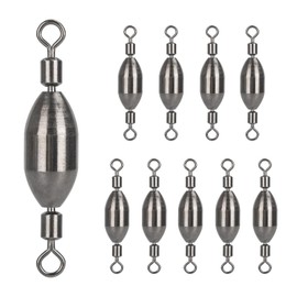 THKFISH Brass Fishing Lead Swivels, Trolling Lead, Swivel Weights, Quick Set Up Lead Fishing Lead with Inner Swivel with Swivel Roller for Fishing in Saltwater and Freshwater (1/4 OZ-10 Pieces)