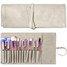 Lnngub Makeup Brush Pouch Makeup Brush Roll Makeup Brush Organizer Makeup Brush Holder Travel Makeup Brush Bag Pouch Makeup Pouches for Women Cosmetic Brushes Makeup Brush Case Roll-Up Pu Leather