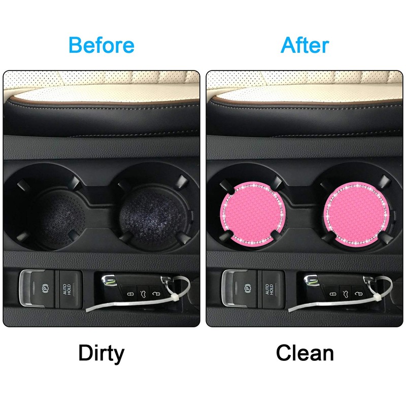 Bling Car Coasters, Wisdompro 2 Pack PVC Car Cup Holder