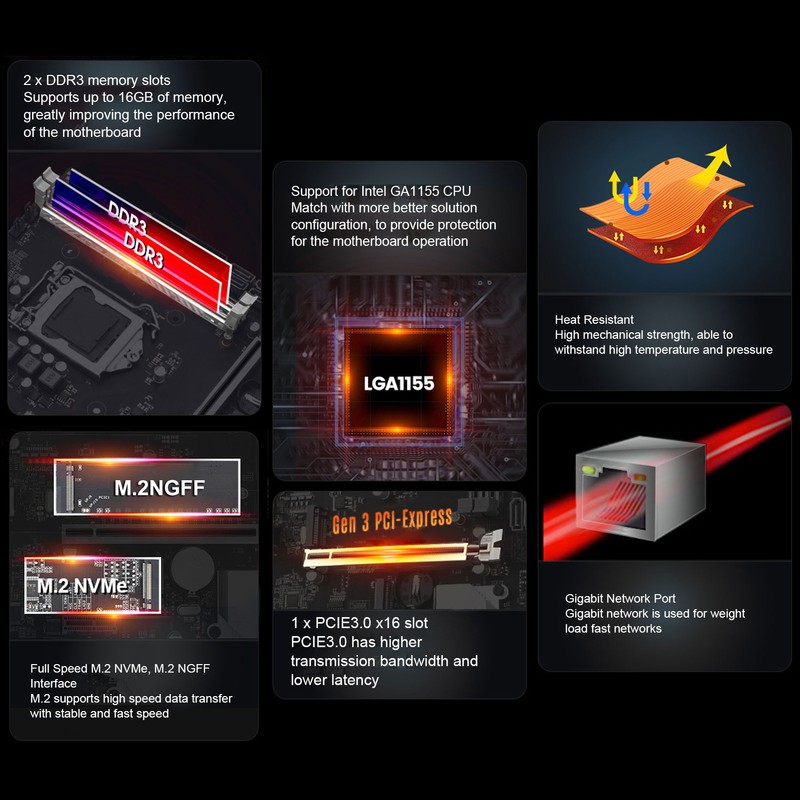 B75M K Computer Motherboard DDR3 Memory Supports M.2 NVME Protocol