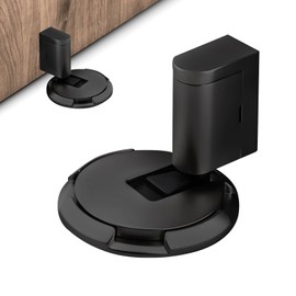 Mechanical Floor Door Stop, Adjustable Height Door Stoppers for Bottom of Door, Upgraded No Magnetic Door Holder to Keep Door Open, No Drilling Metal Door Stopper (Black)
