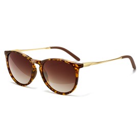 SUNGAIT Original Design Trendy Sunglasses Vintage Round Classic Retro Style for Women and Men (2025 Leopard Frame/Brown Gradient Lens)