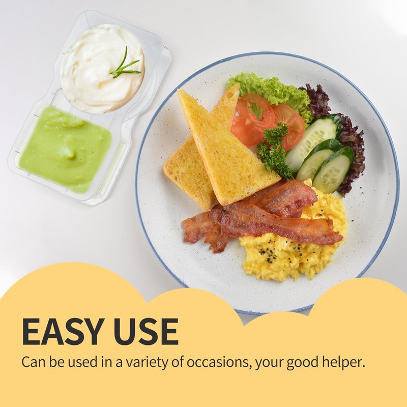 Double Compartment Condiment Container, Reusable Snack Pack Containers Condiment Containers