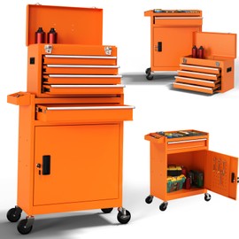 5-Drawer High Capacity Rolling Tool Chest, Removable Toolbox on Wheels Organizers, Lockable Tool Box Tool Storage Cabine with Drawers and Wheels for Workshop and Warehouse (Orange)