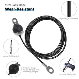 LFJ Replacement Gym Cable Fitness Pulley Cable Steel Wire Rope for Cable Machine Home Gym Weight Lift Pulley System (Black with Stopper Ball, 300)