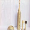MgcSto High-Efficiency Electric Bamboo Toothbrush Set - 4 Replaceable Bamboo
