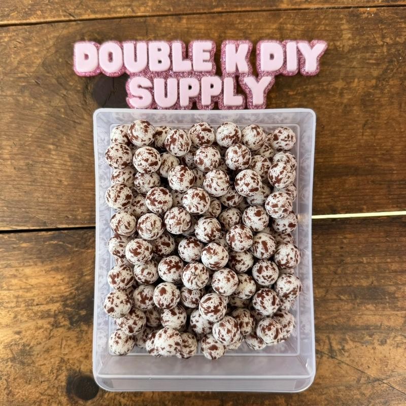 15mm Printed Silicone Beads - 10pc:_Volleyball