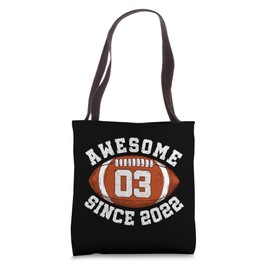 Awesome Since 2022 Football Birthday Gift for 3 Year Old Boy Tote Bag