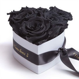 ROSEMARIE SCHULZ Heidelberg Flower Heart Infinity Rose Box in Heart Shape Preserved Roses Gift for Women (Desired Text, Black)